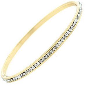 Clear Layering Crystal Elegant Gold Tone Slim Classic Eternity Bangle Bracelet